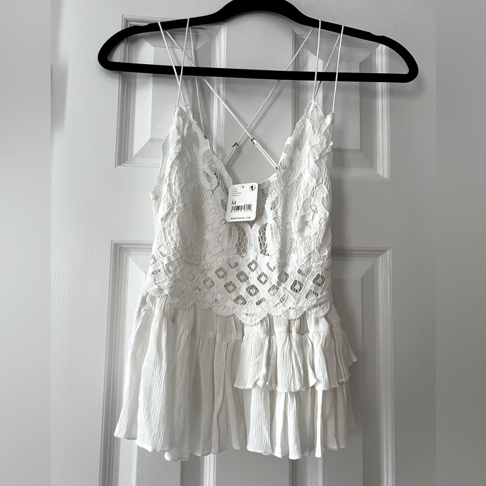 Free People White Adella Top (NWT)